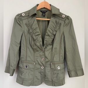 White House Black Market Sage Olive Utility Jacket, Size 6